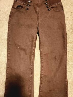 Diane Gilman Brown Button-Front Wide Leg Jeans